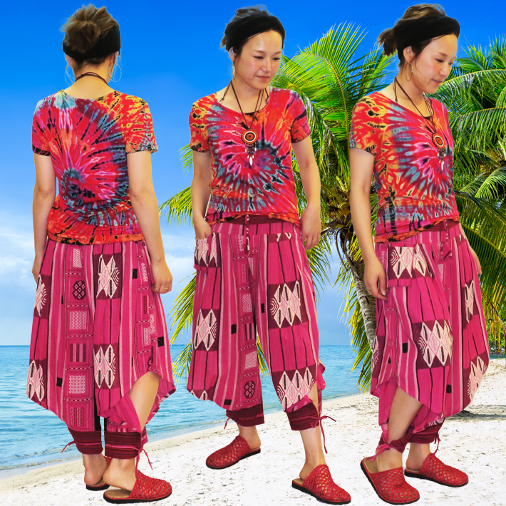 モン族スリット変形型 サルエルパンツ | エスニックファッション